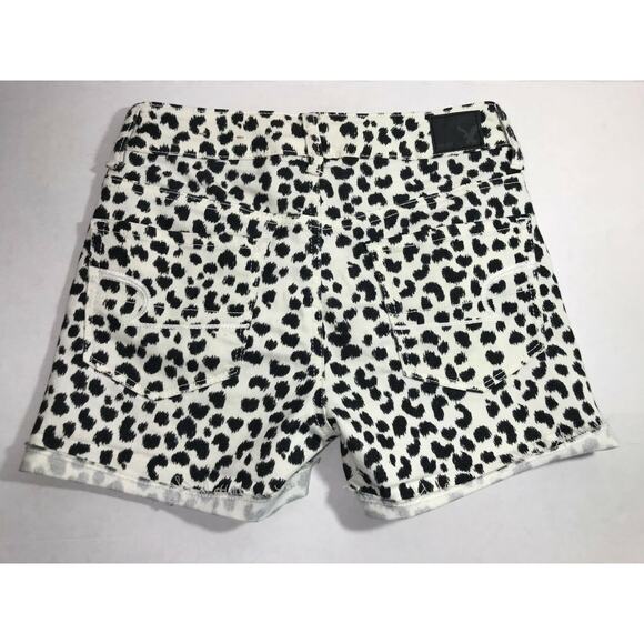American Eagle Outfitters Beige Black Animal Print Denim Shorts 00 - Picture 5 of 6